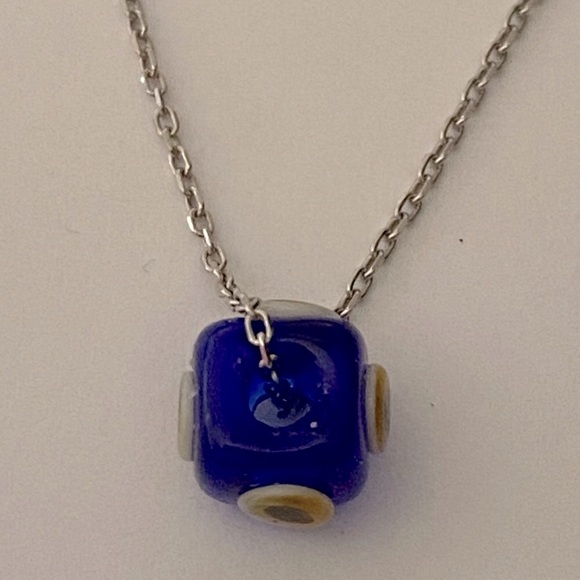 🧿925 Silver blue evil eye glass bead necklace - Picture 6 of 6